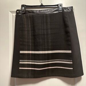 WHBM A Line Mini Skirt  w/ Faux Leather Trim Waist